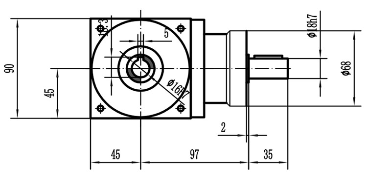 HDA09系列換向器：HDA09-2：1-E外形安裝尺寸圖2